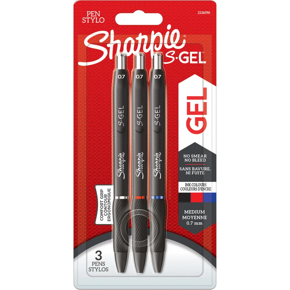 ROLER SHARPIE S GEL 0,7MM SORT 3/1-BLIS