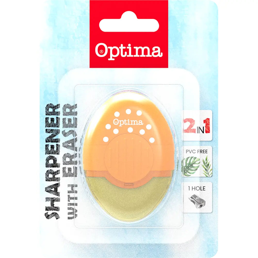 Šilček in radirka Optima Fluo