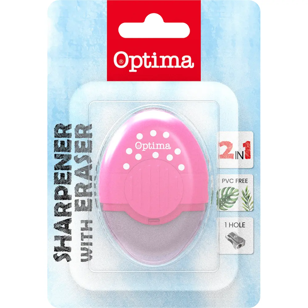 Šilček in radirka Optima Fluo