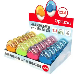 Šilček in radirka Optima Fluo