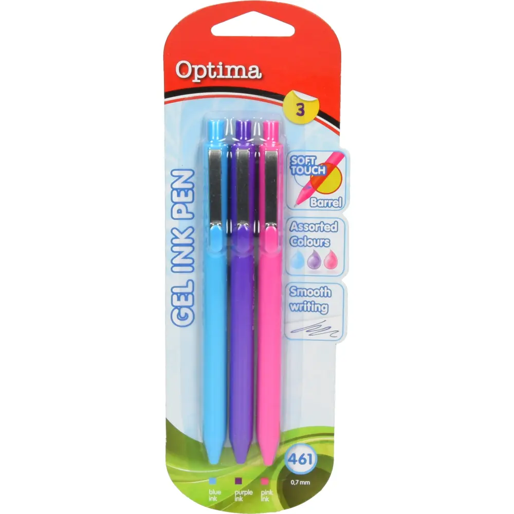 Gel pisala Optima, Soft Touch, 3 barve