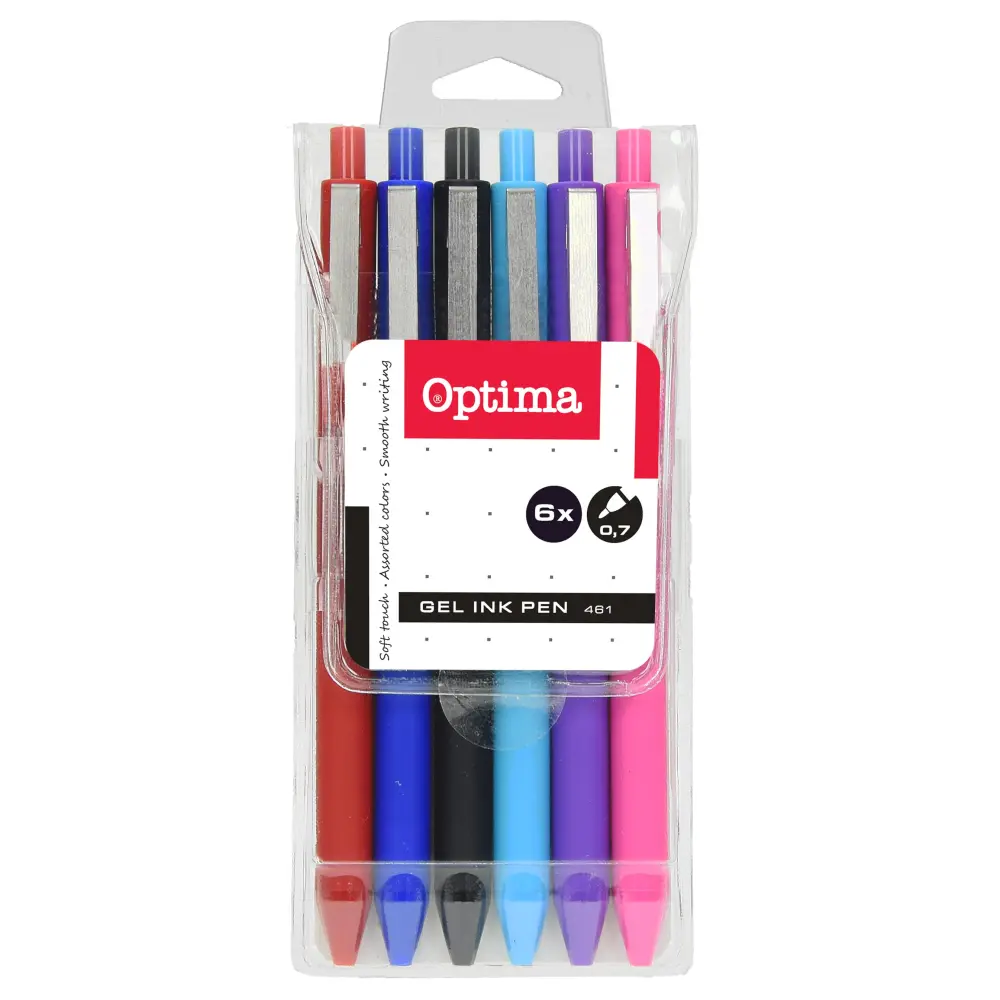Gel pisala OPTIMA, Soft Touch, 6 barv