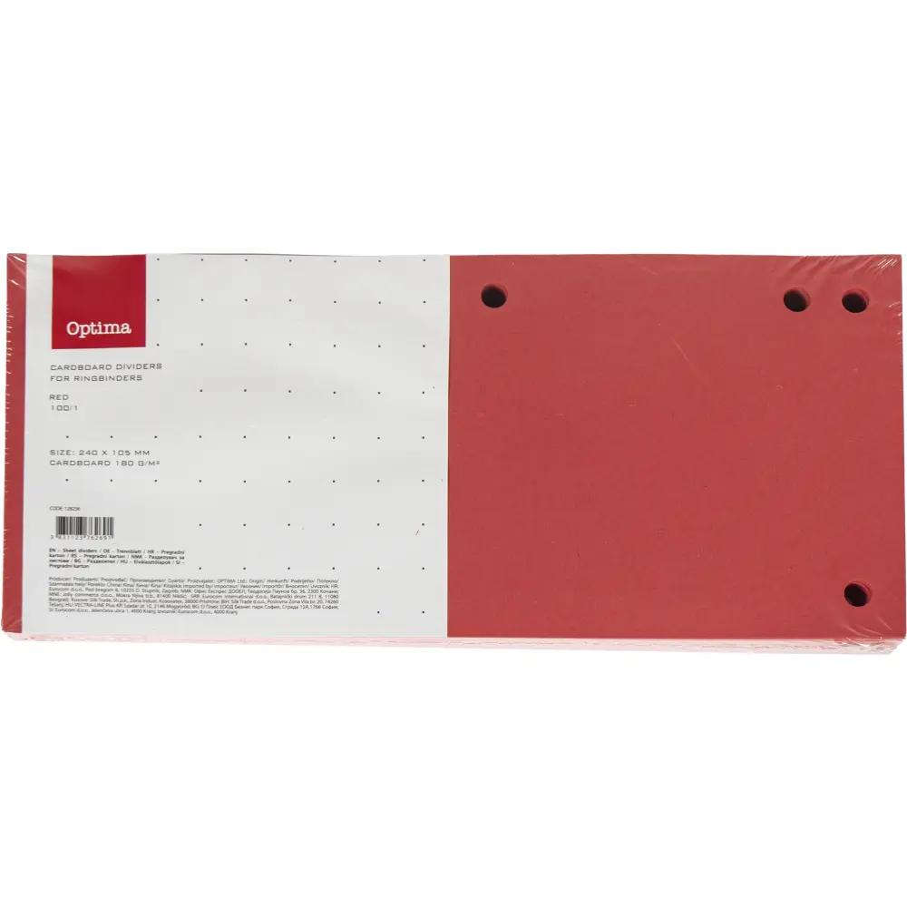 Pregradni karton 240x105mm rdeč 100/1