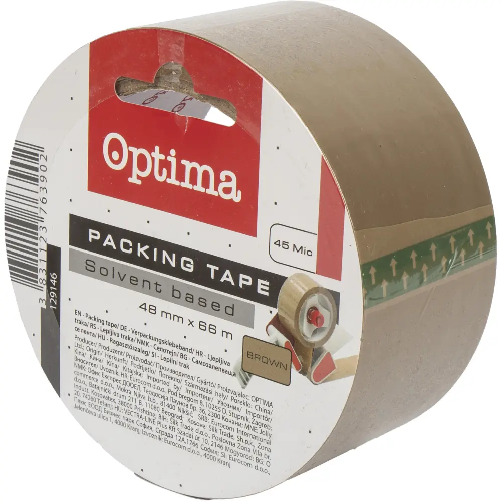 Lepilni trak Optima 48mm x 66m, rjav 1/1