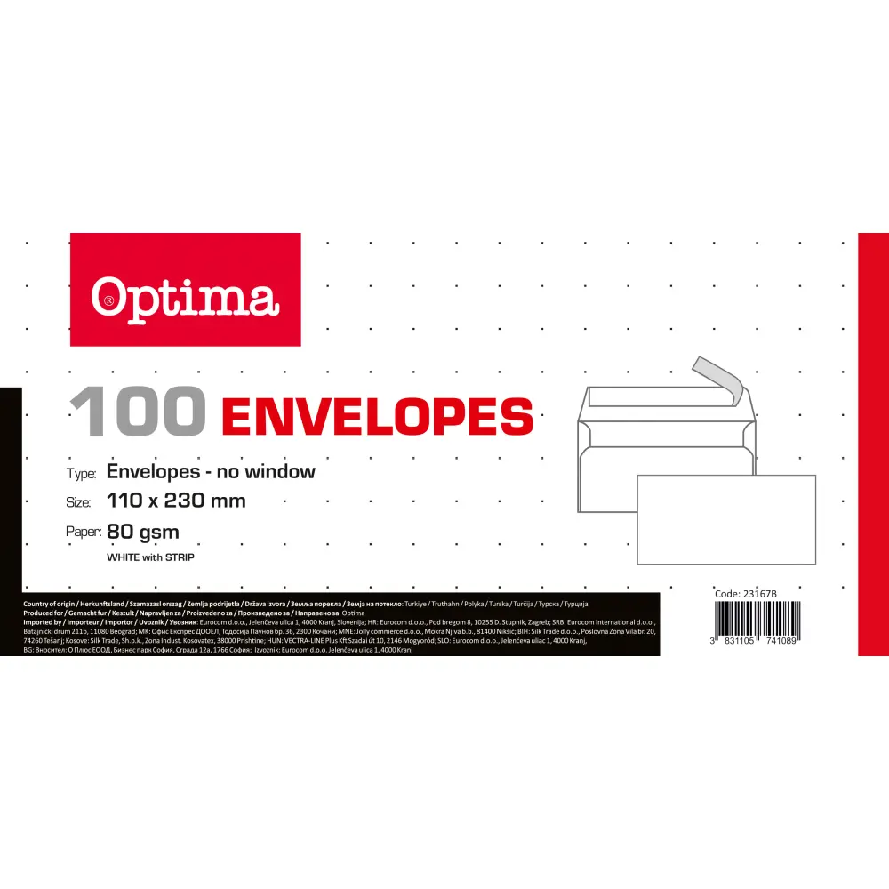 Kuverta AMER. BO BELA 110x230 80gr 100/1