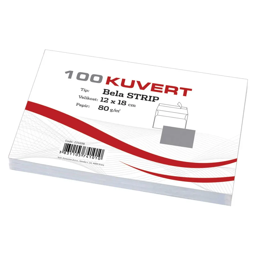 Kuverta B6 BELA 120x180mm 80gr 100/1 SI