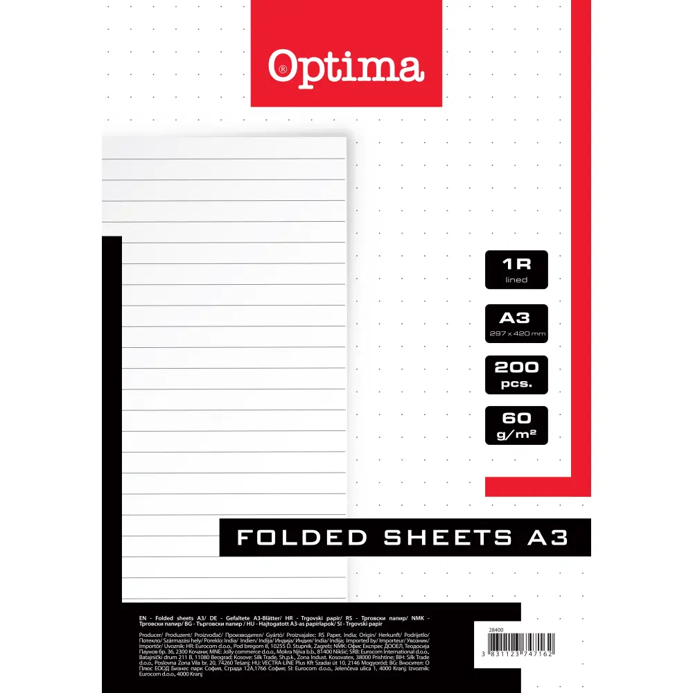 Trgovski papir Optima 200 listov - črte