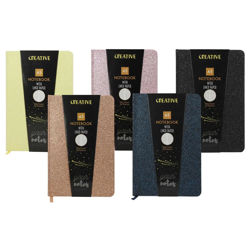 Notes z bleščicami A5 sort