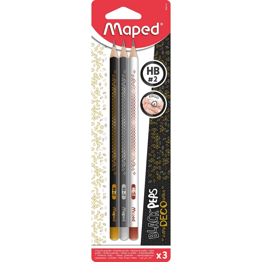 Grafitni svinčnik MAPED Deco HB, 3/1
