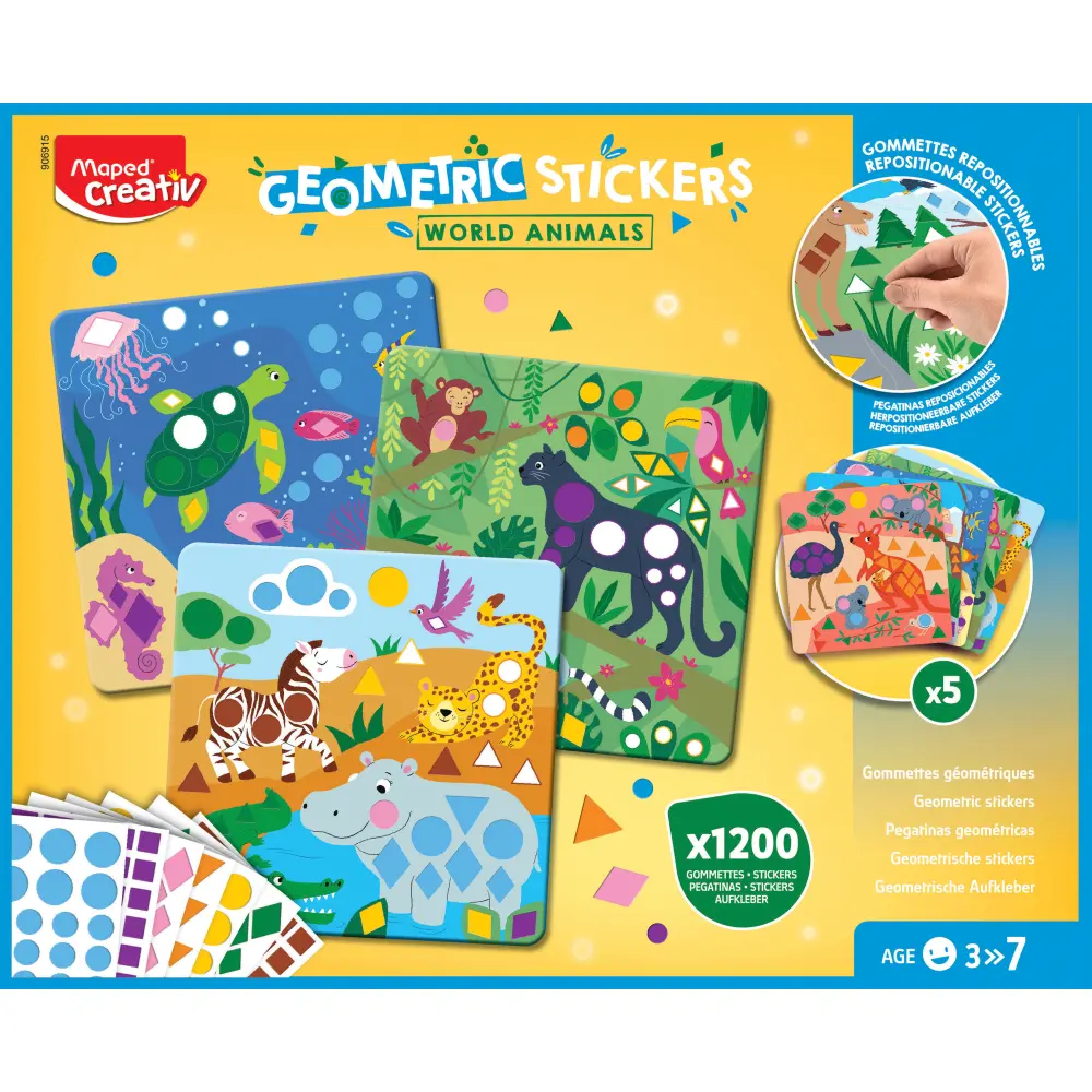 SET KREATIVNI GEOMETRIČNE NALEPKE ŽIVALI