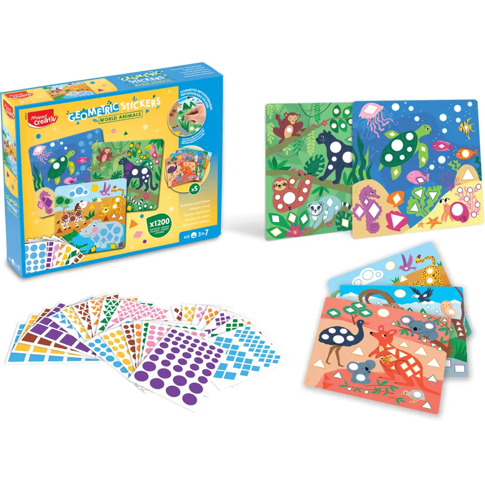 SET KREATIVNI GEOMETRIČNE NALEPKE ŽIVALI