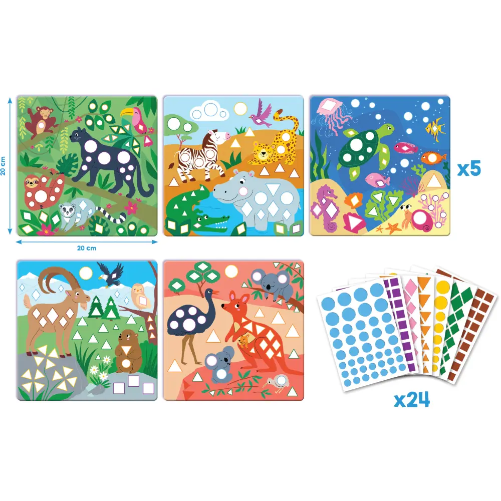 SET KREATIVNI GEOMETRIČNE NALEPKE ŽIVALI