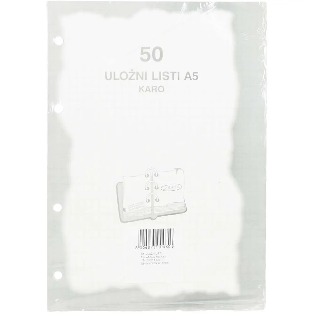 Vložni listi Pigna, A5, m.karo 40 listov