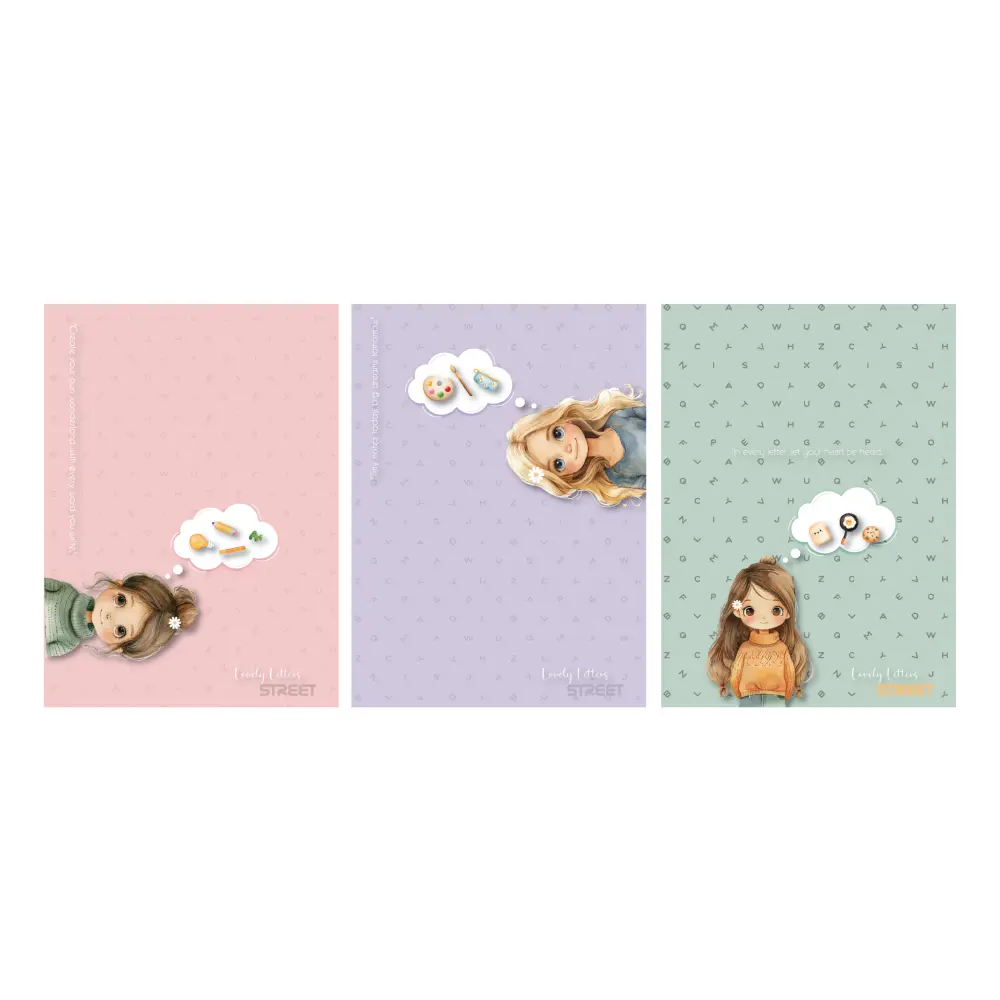 Zvezek Street Lovely letters A4 črte 