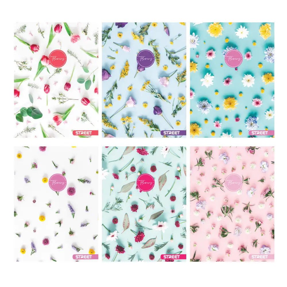 Zvezek Street Flowers A4 brezčrtni