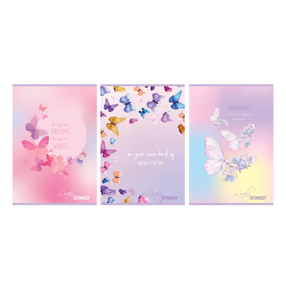 Zvezek Street Butterfly A4 črte z robom