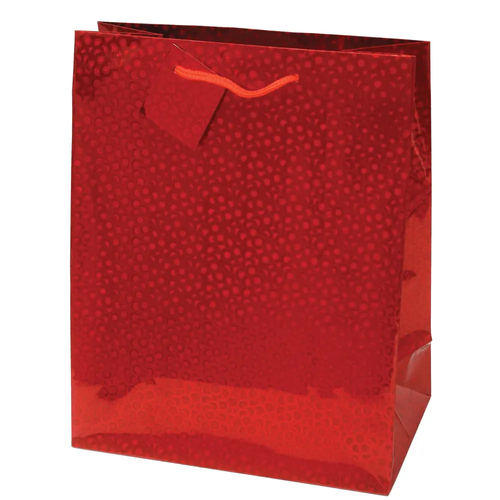 Darilna vrečka hologram L rdeča