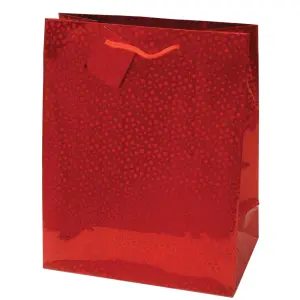 Darilna vrečka hologram L rdeča