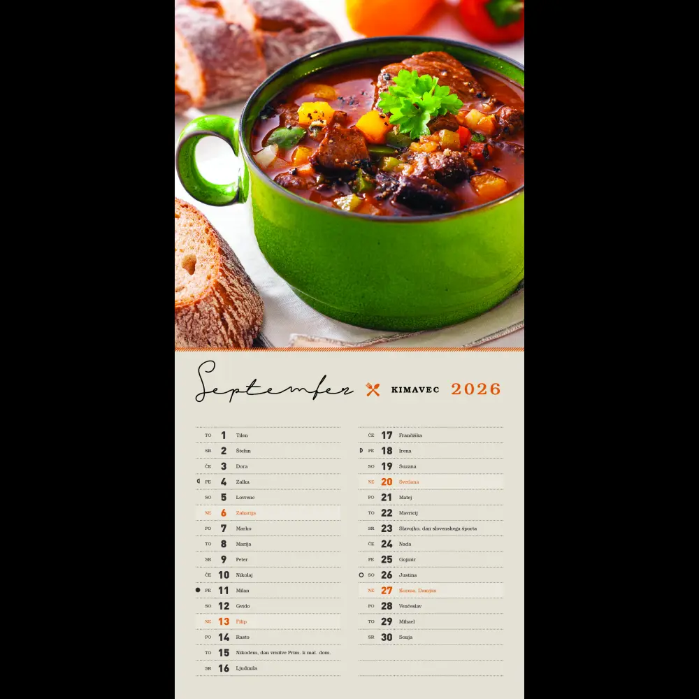 Koledar z okusom domačega 2026